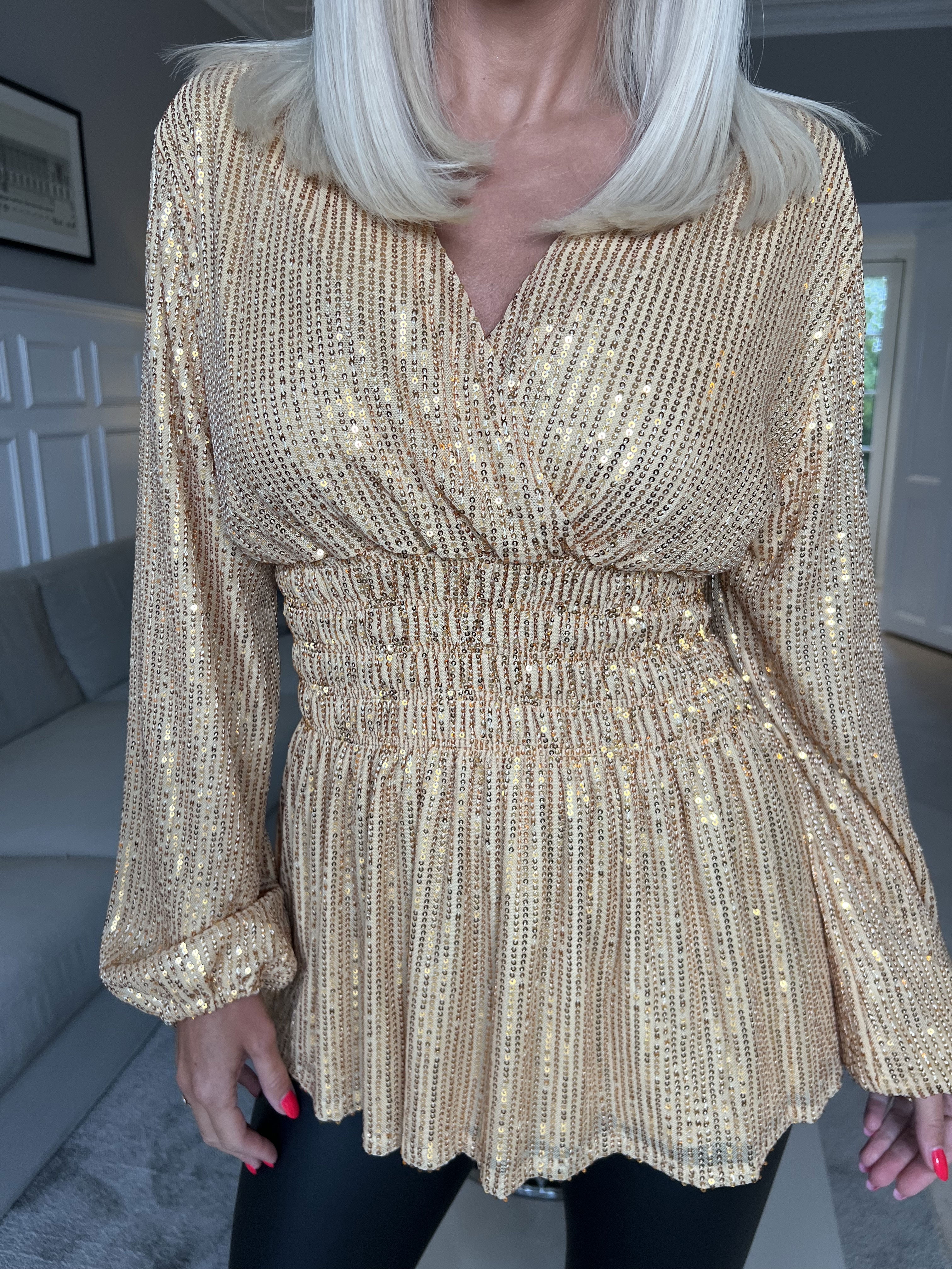 Pams Glitter Shirt L/S - Blus med paljetter och långa ärmar